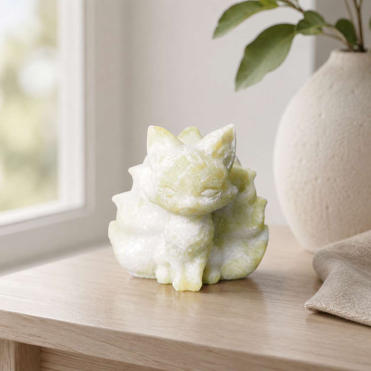 Serpentine Nine-Tail Fox Carving