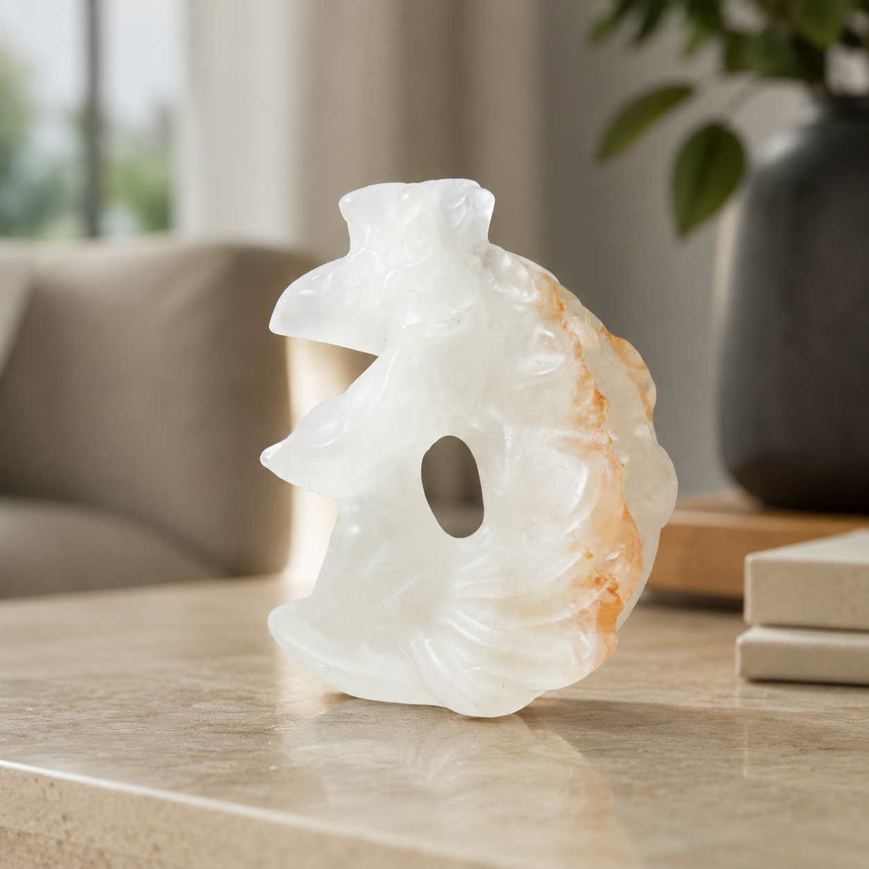Fire Quartz Fox Carving