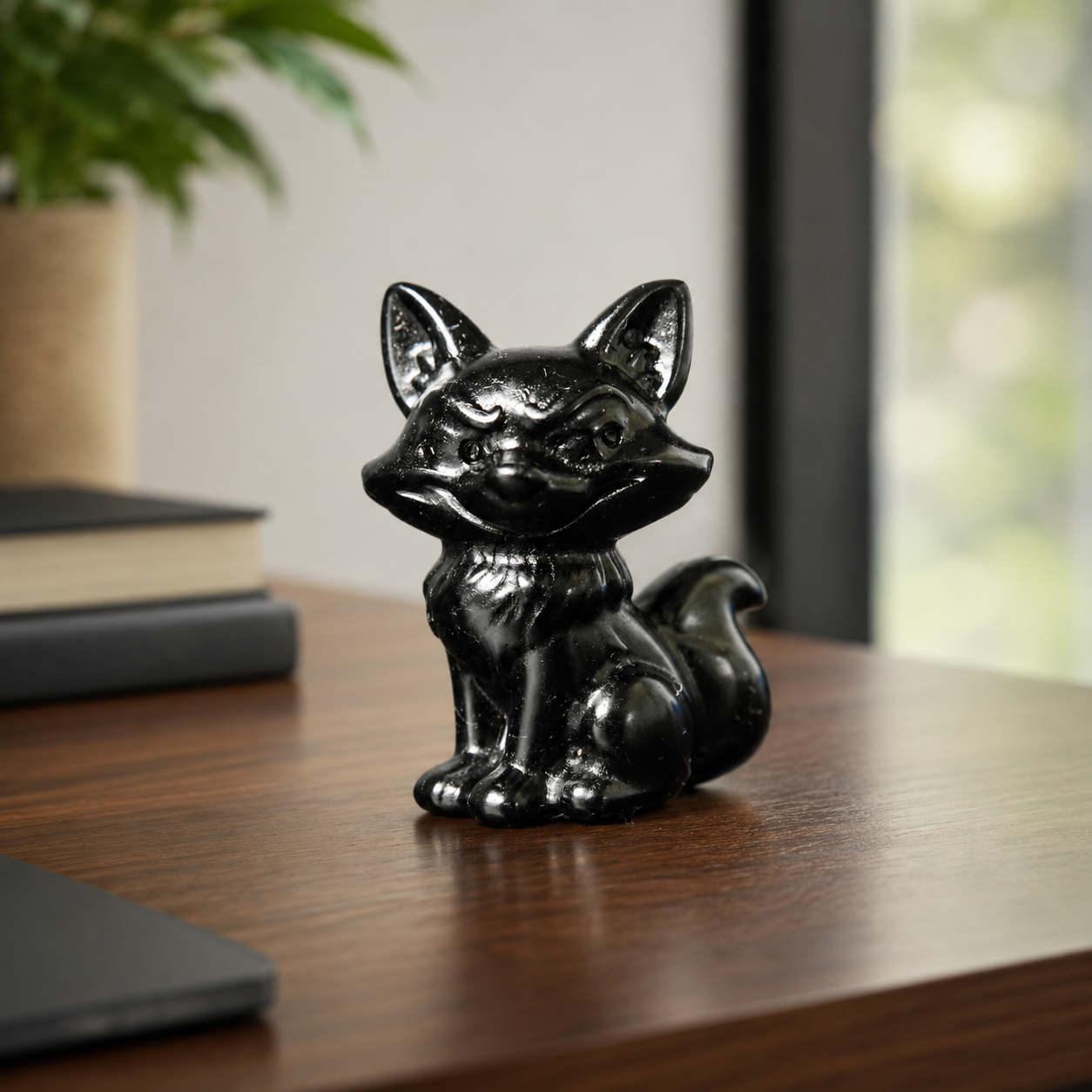 Obsidian Fox Carving