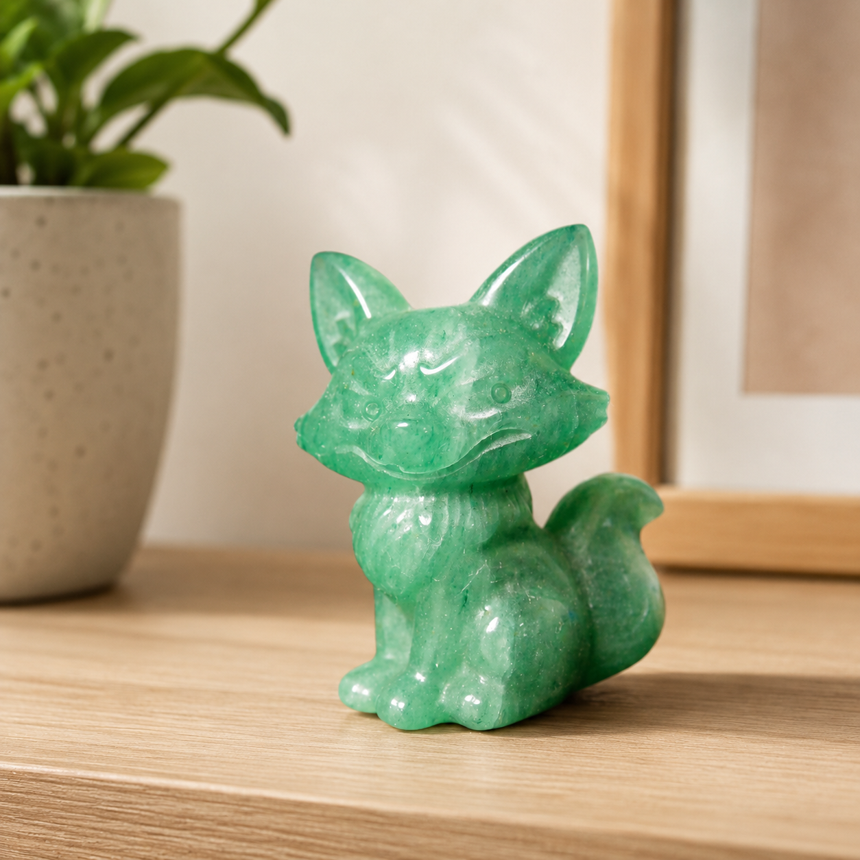 Green Aventurine Fox Carving