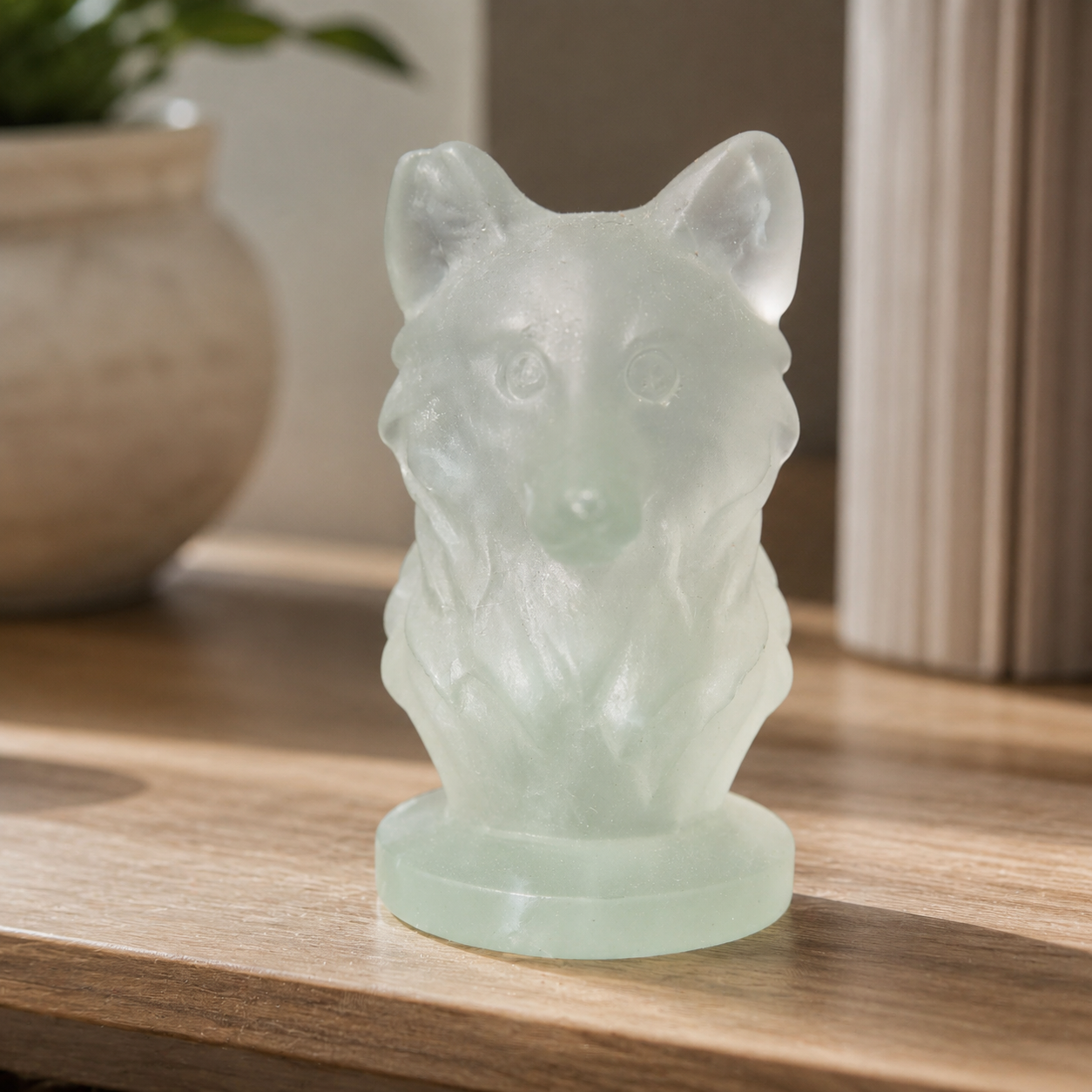 Fluorite Wolf Carving