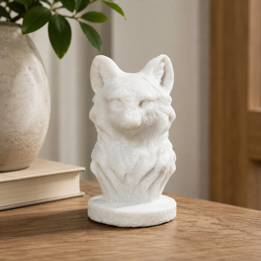 White Jade Wolf Carving