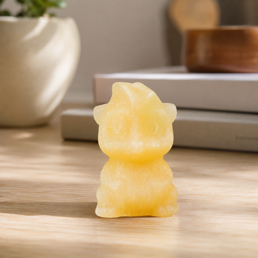 Orange Calcite Squirrel Carving