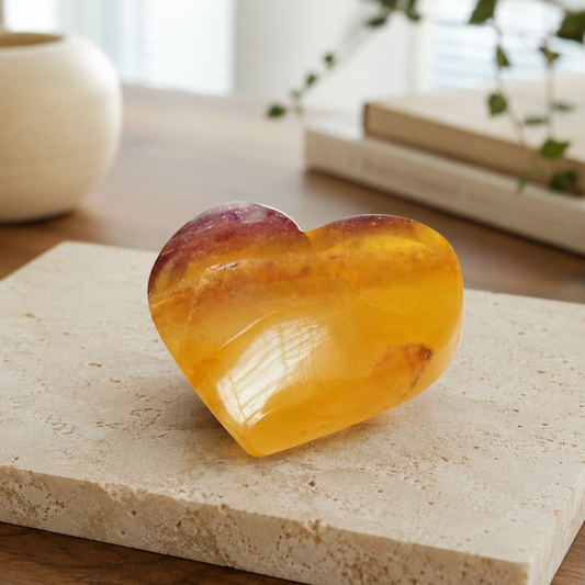 Yellow Fluorite Heart