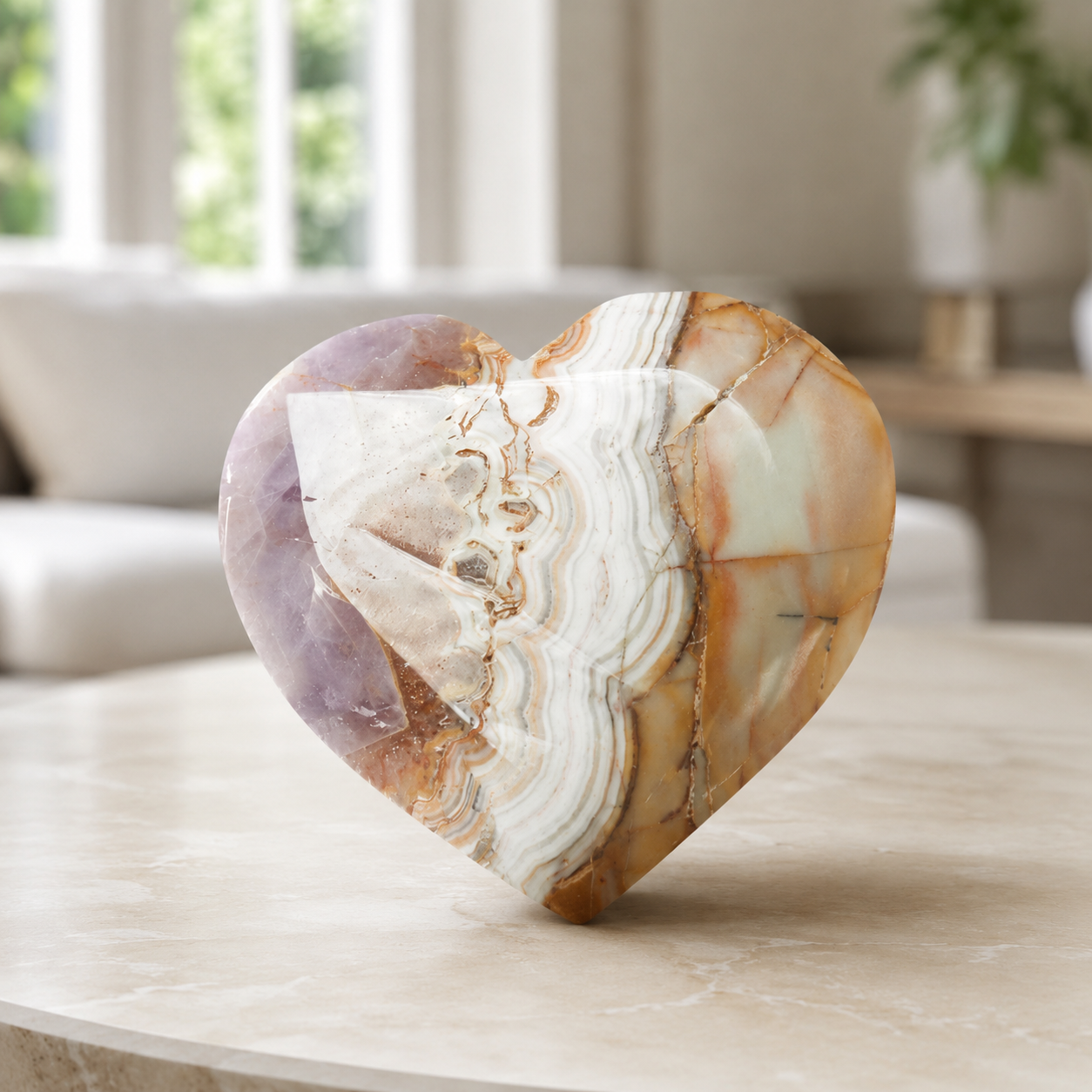 Amethyst Agate Heart