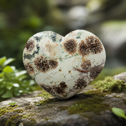 Green Flower Jasper Heart