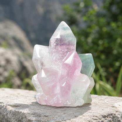 Rainbow Fluorite Cluster Carving