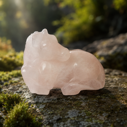 Rose Quartz Horse Carving