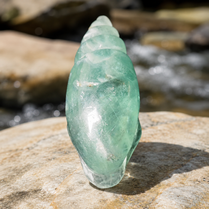 Green Fluorite Conch Shell Carving