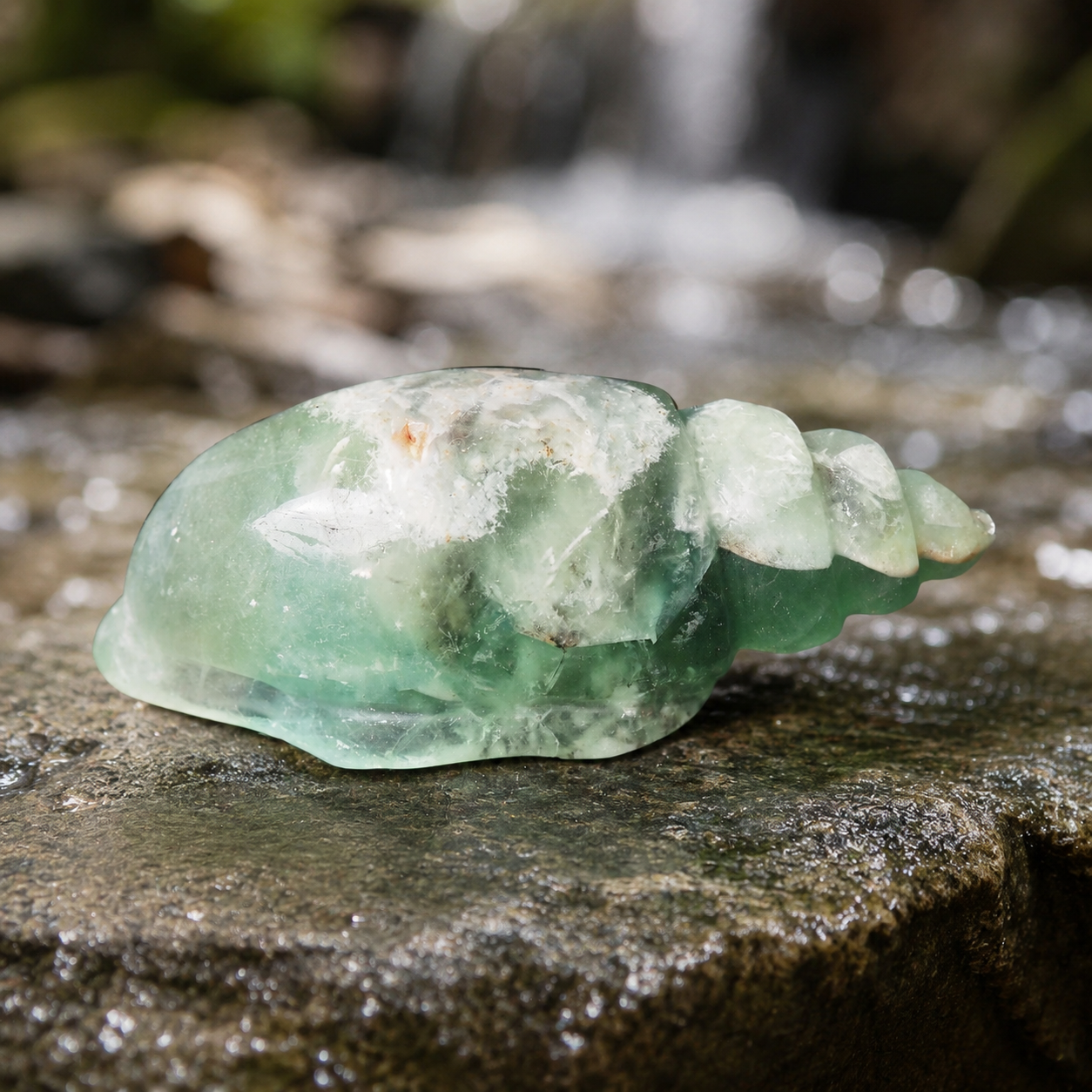 Snowflake Fluorite Conch Carving