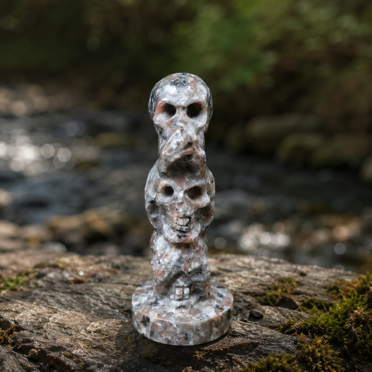 Yooperlite Triple Skull Carving