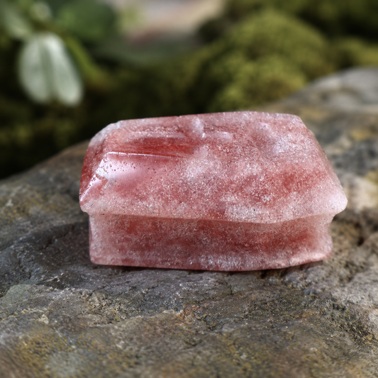Strawberry Quartz Coffin Carving