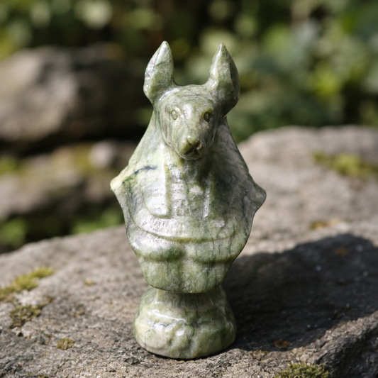 Serpentine Anubis Bust Carving