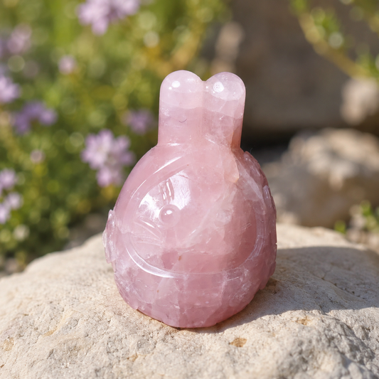 Rose Quartz Rabbit Carving