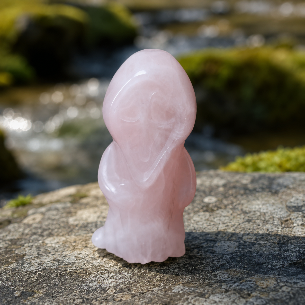 Rose Quartz Plague Doctor Carving