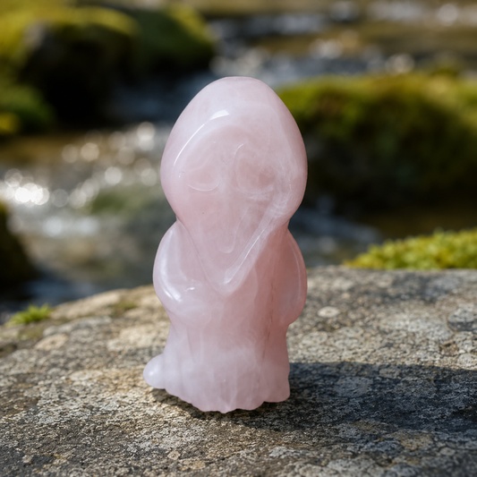 Rose Quartz Plague Doctor Carving