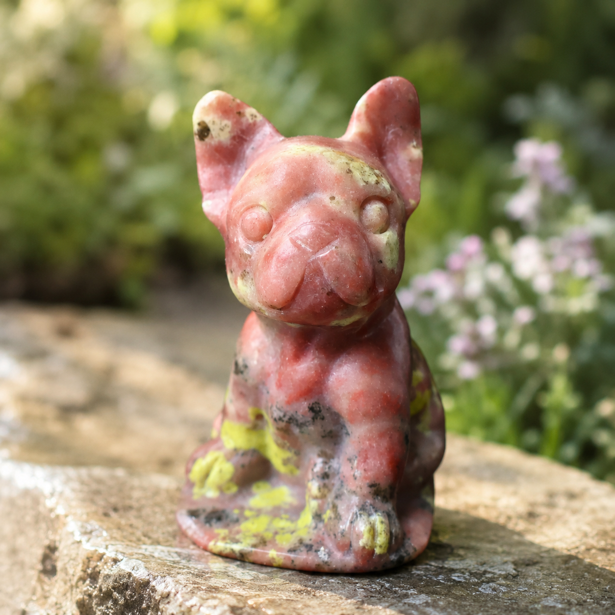 Red Jasper French Bulldog Carving