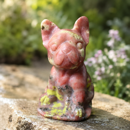 Red Jasper French Bulldog Carving