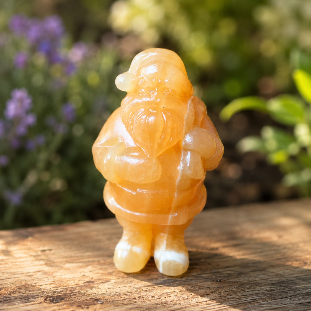Orange Calcite Santa Claus Carving