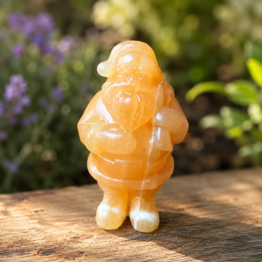 Orange Calcite Santa Claus Carving