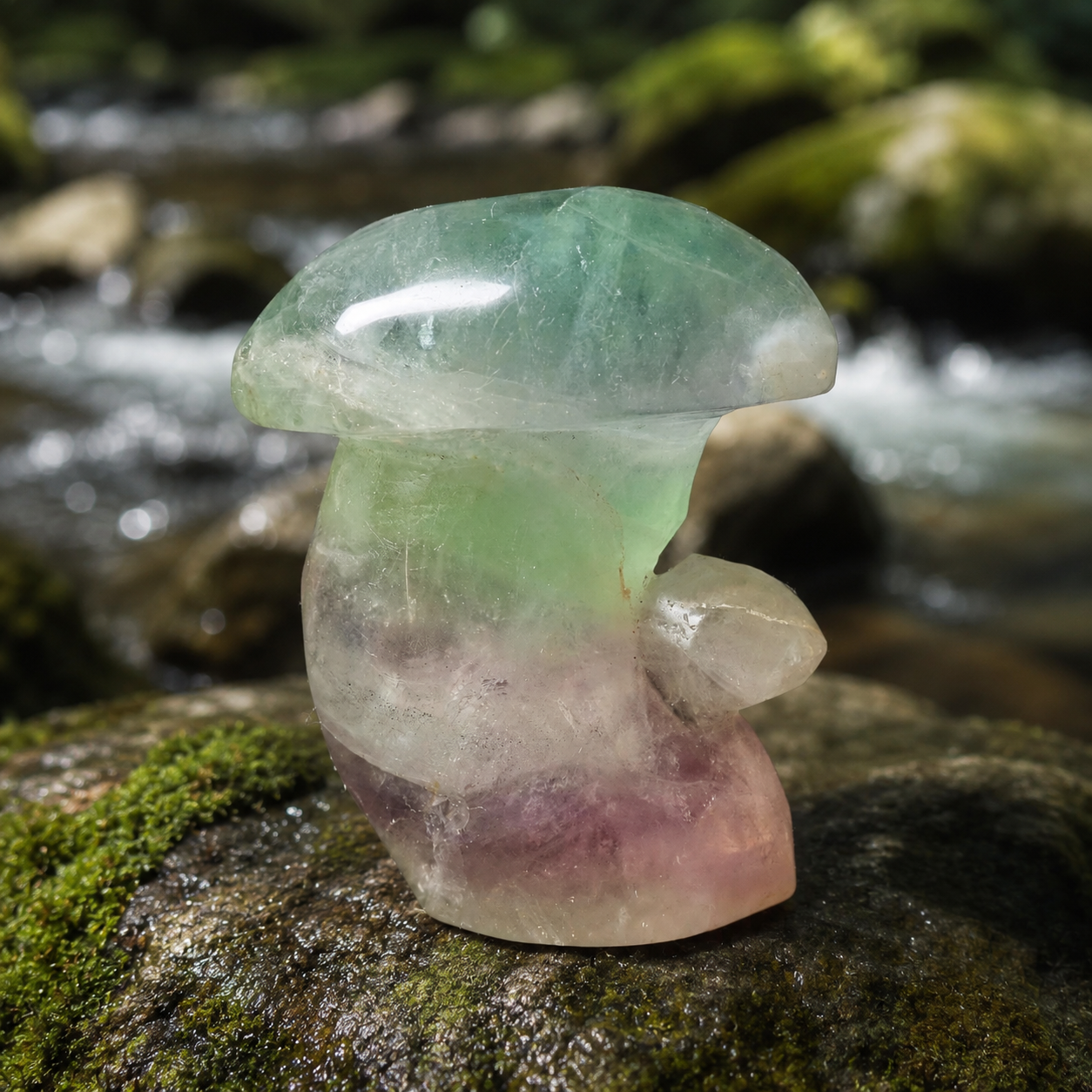 Rainbow Fluorite Mushroom Carving