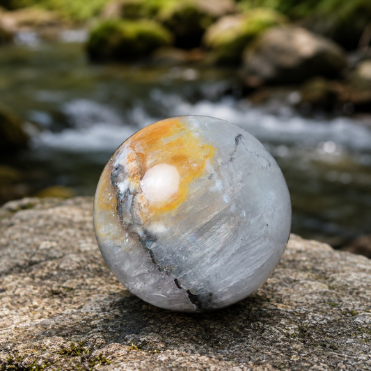 Fluorite & Chalcopyrite Sphere