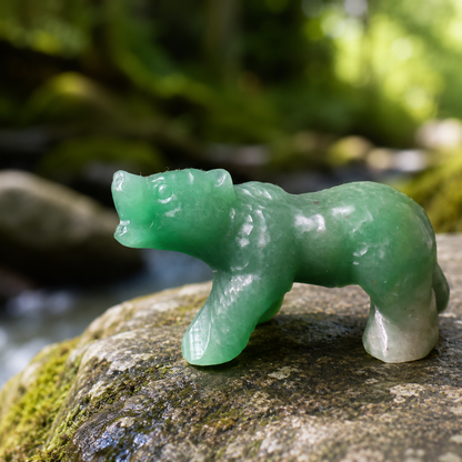 Green Aventurine Bear Carving