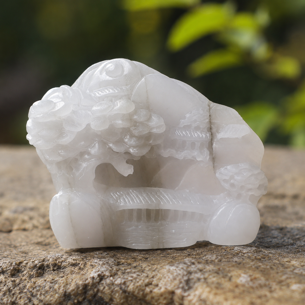 White Jasper Landscape Carving