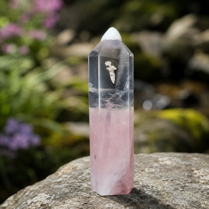 Clear Quartz And Rose Quartz Tower