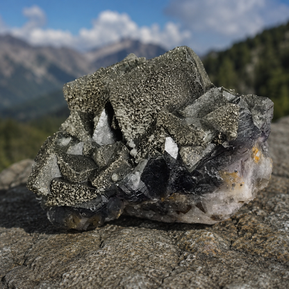 Fluorite with Chalcopyrite Mineral Specimen