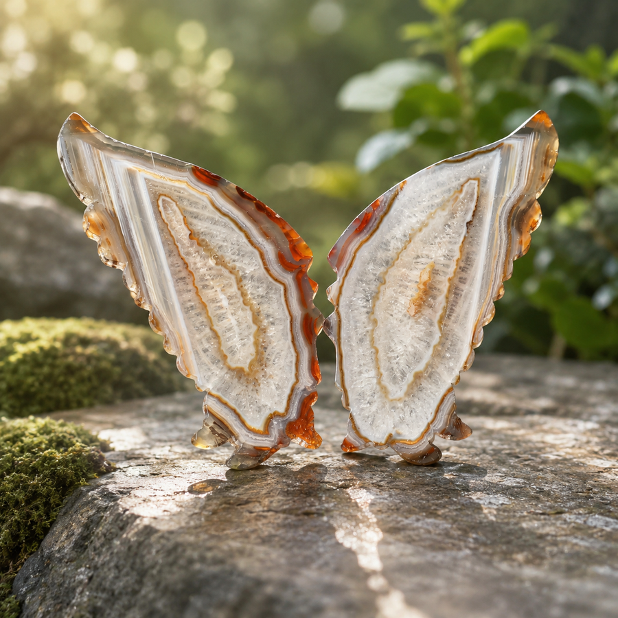 Agate Butterfly Wings Display