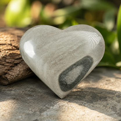 Silver Obsidian Heart