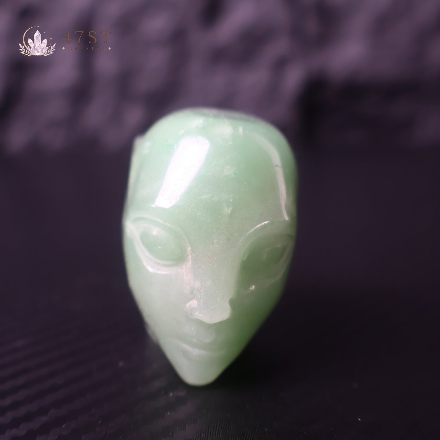 Green Aventurine Alien Head Carving