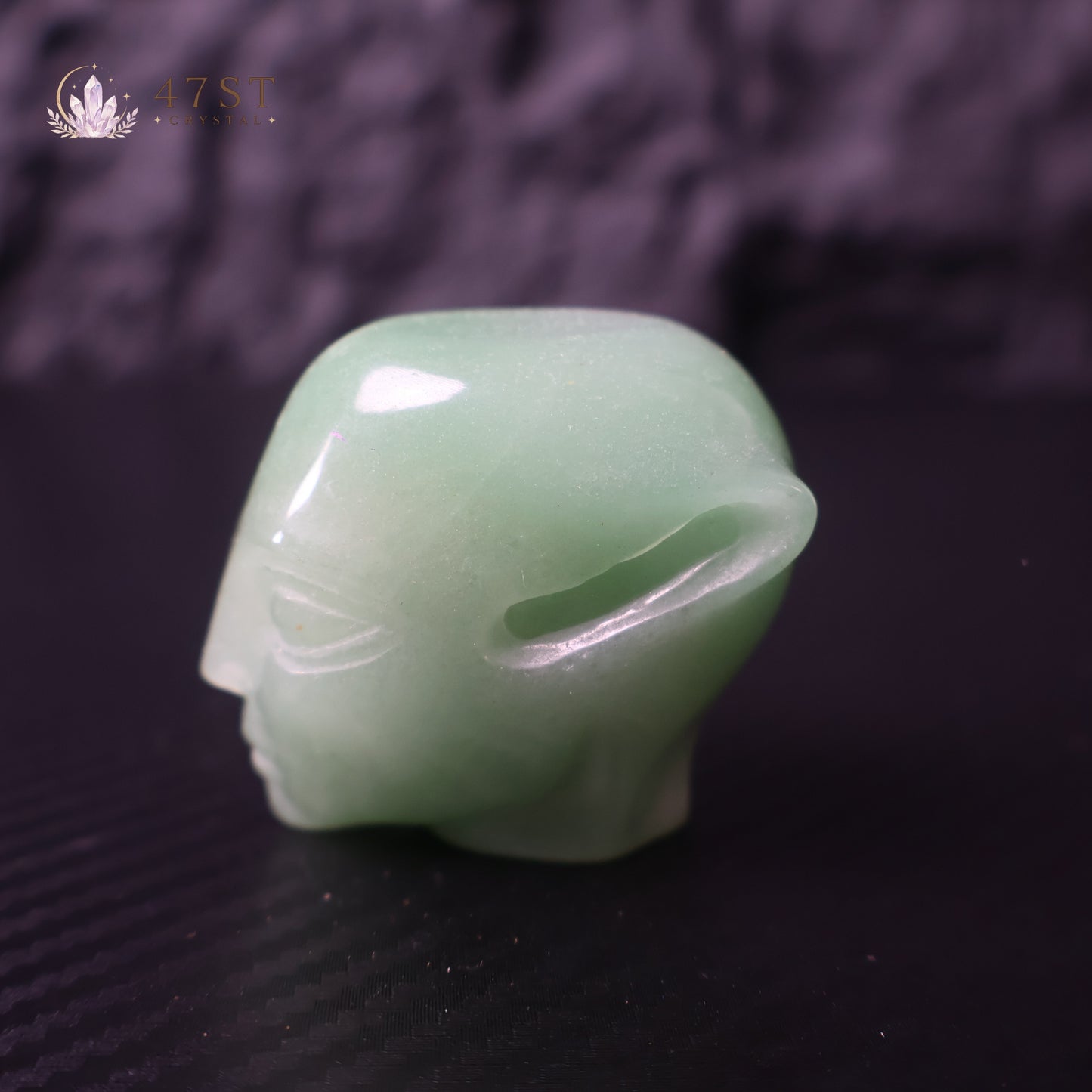 Green Aventurine Alien Head Carving