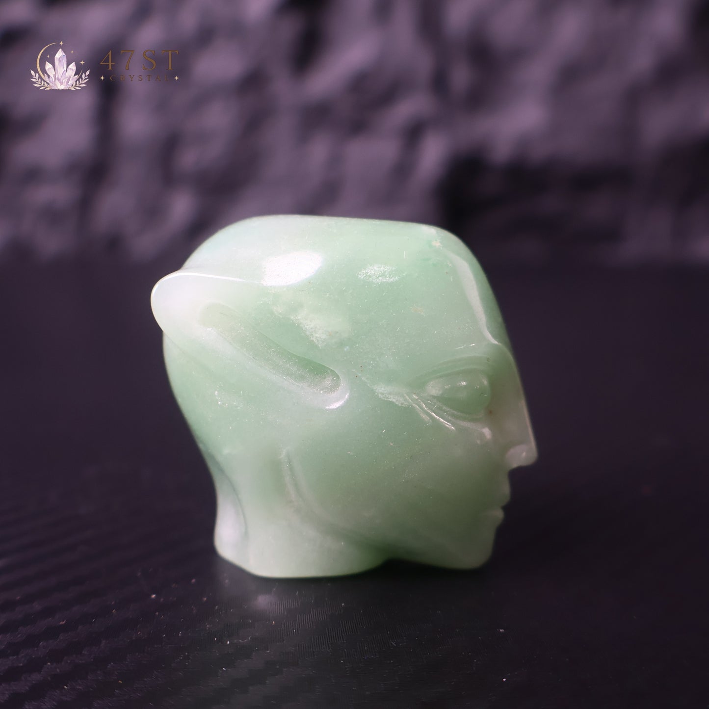 Green Aventurine Alien Head Carving