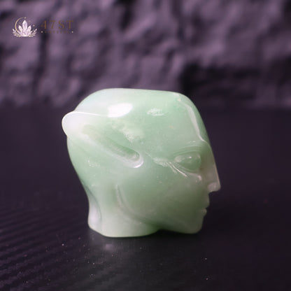 Green Aventurine Alien Head Carving