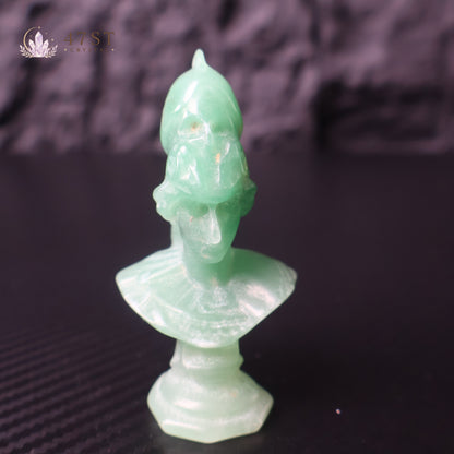 Green Aventurine Spartan Warrior Bust Carving