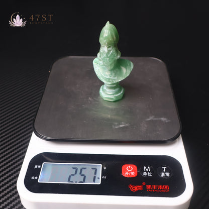 Green Aventurine Spartan Warrior Bust Carving