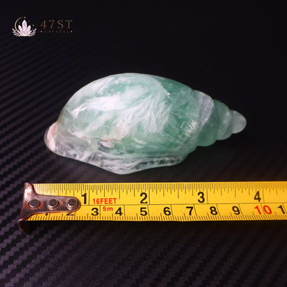 Green Fluorite Seashell Carving