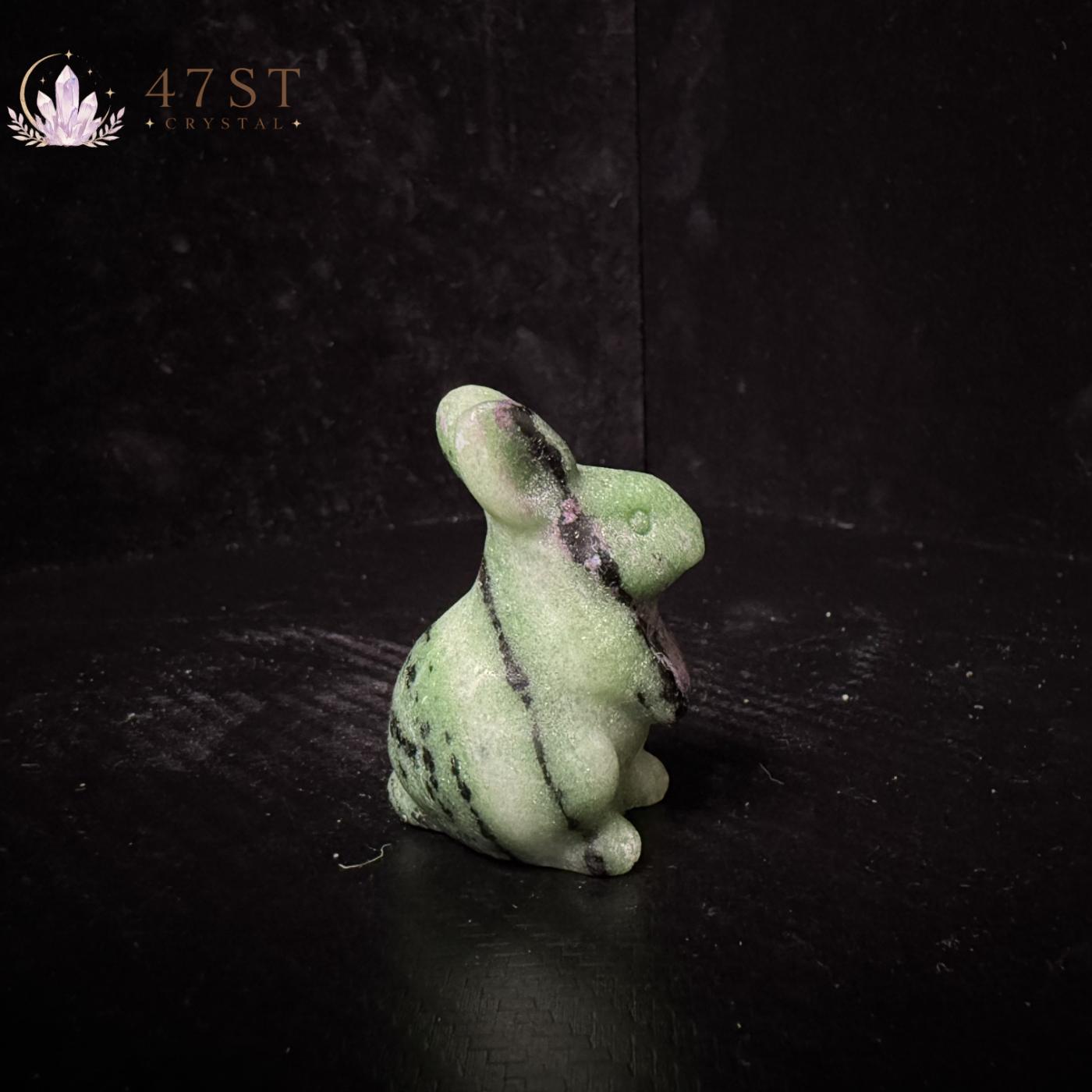 Ruby Fuchsite Rabbit Carving