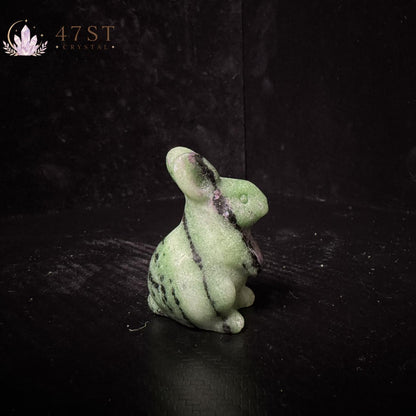 Ruby Fuchsite Rabbit Carving