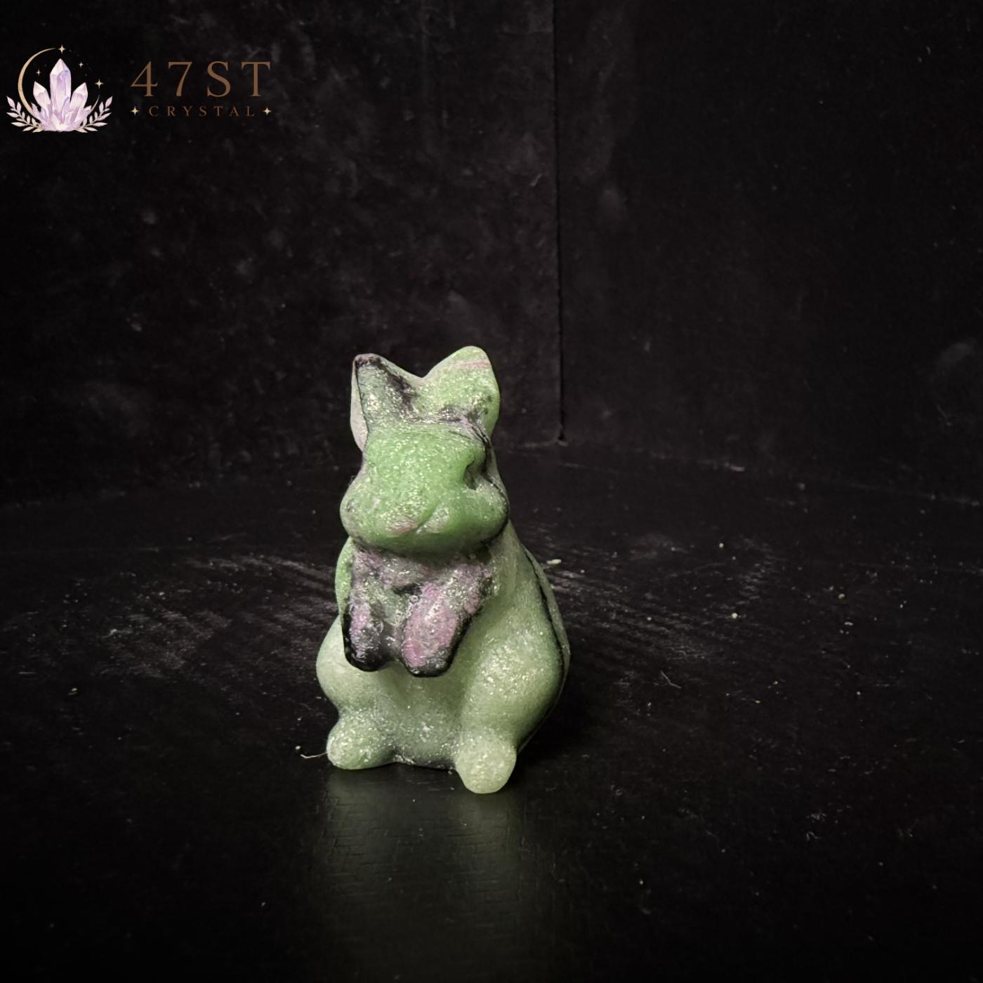Ruby Fuchsite Rabbit Carving