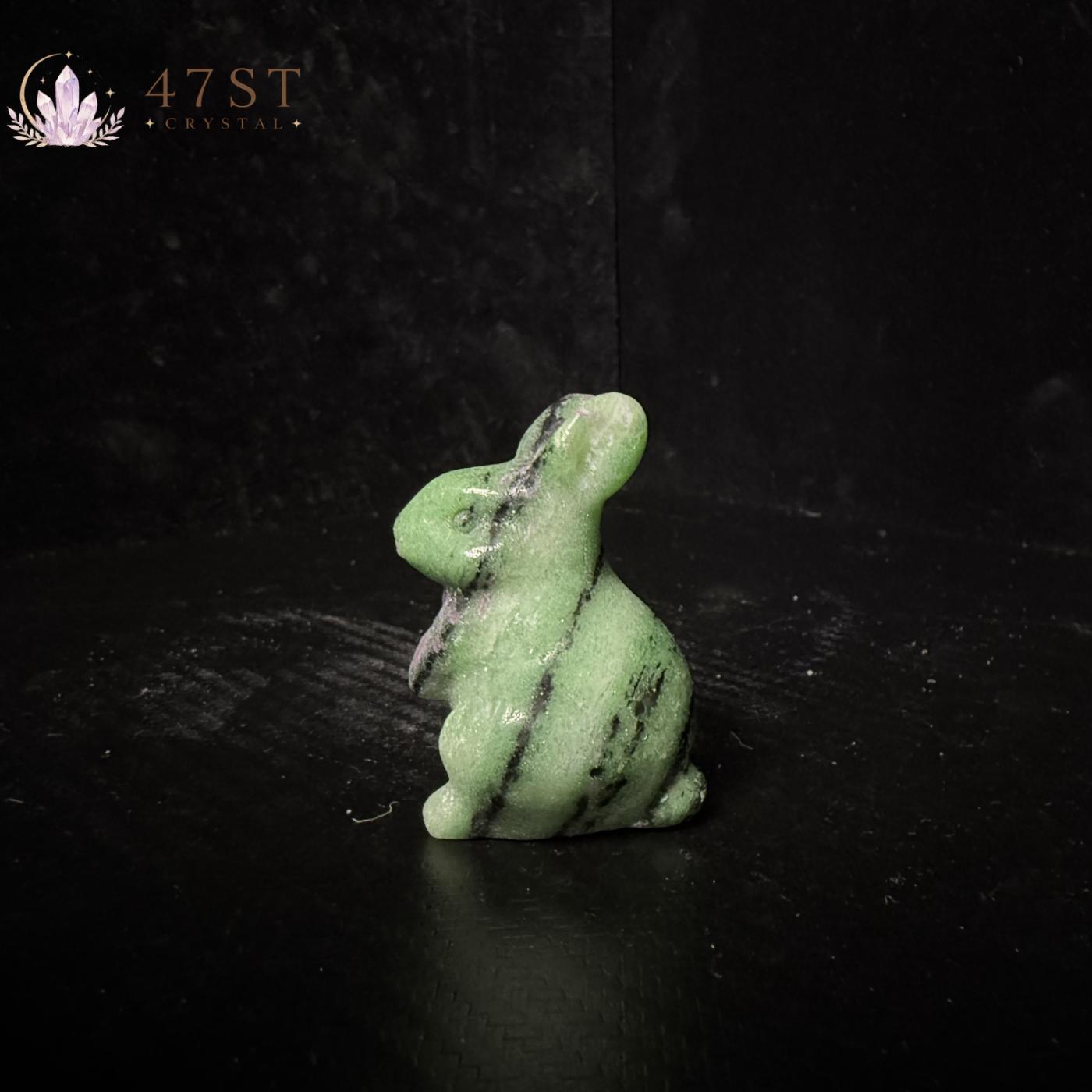 Ruby Fuchsite Rabbit Carving