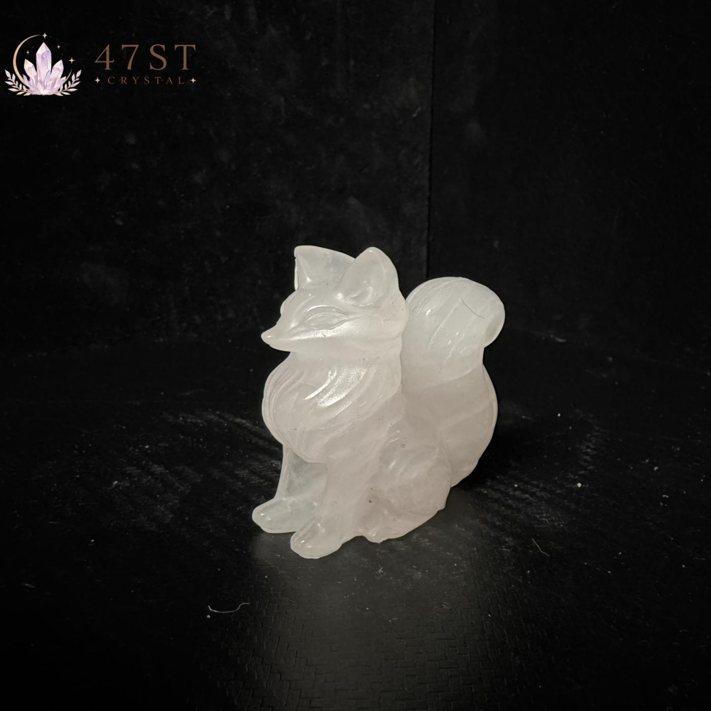 Rose Quartz Fox Carving