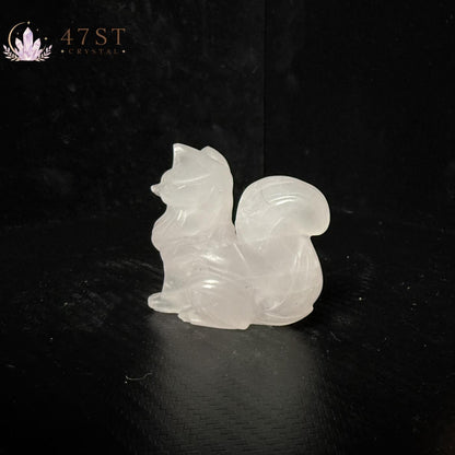 Rose Quartz Fox Carving
