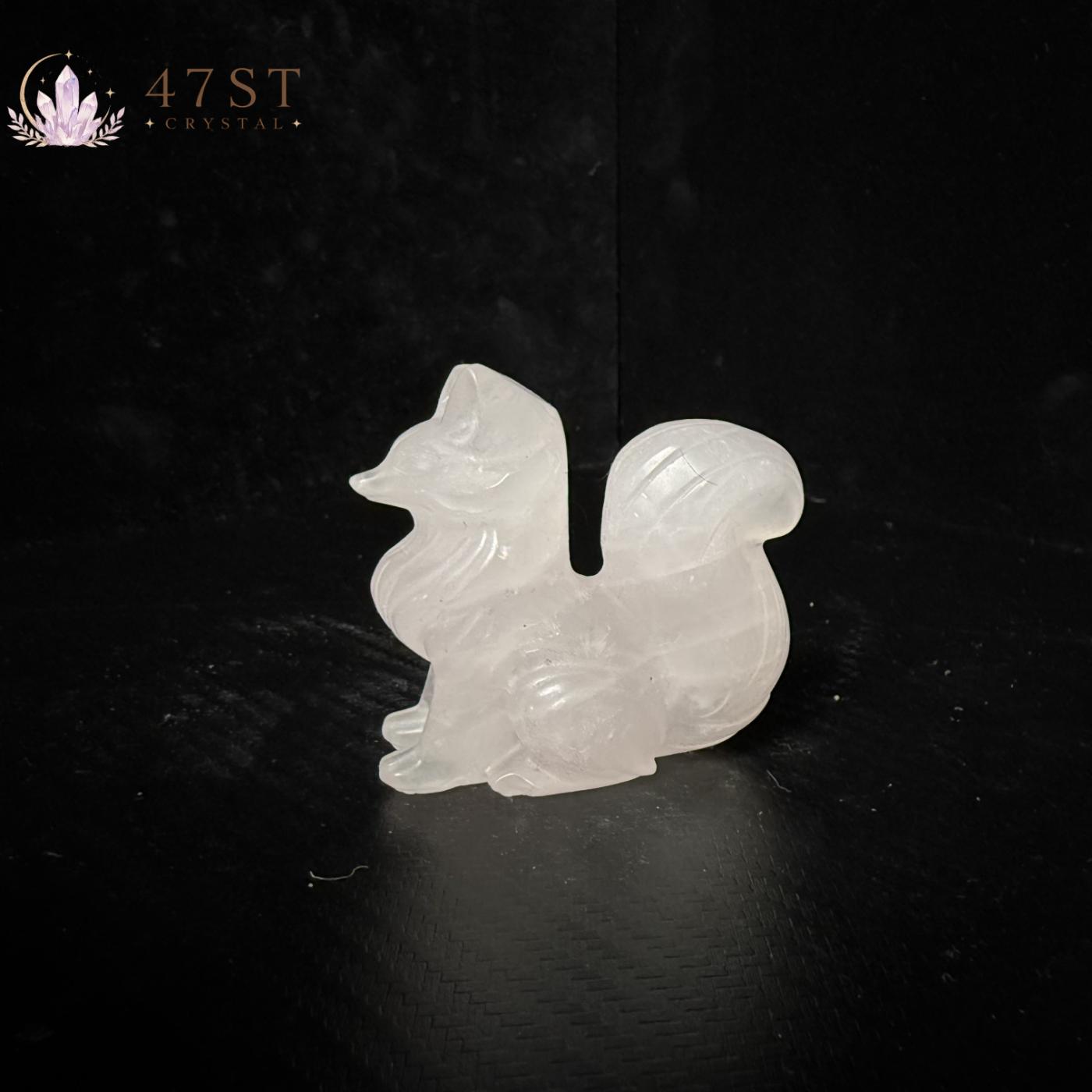 Rose Quartz Fox Carving