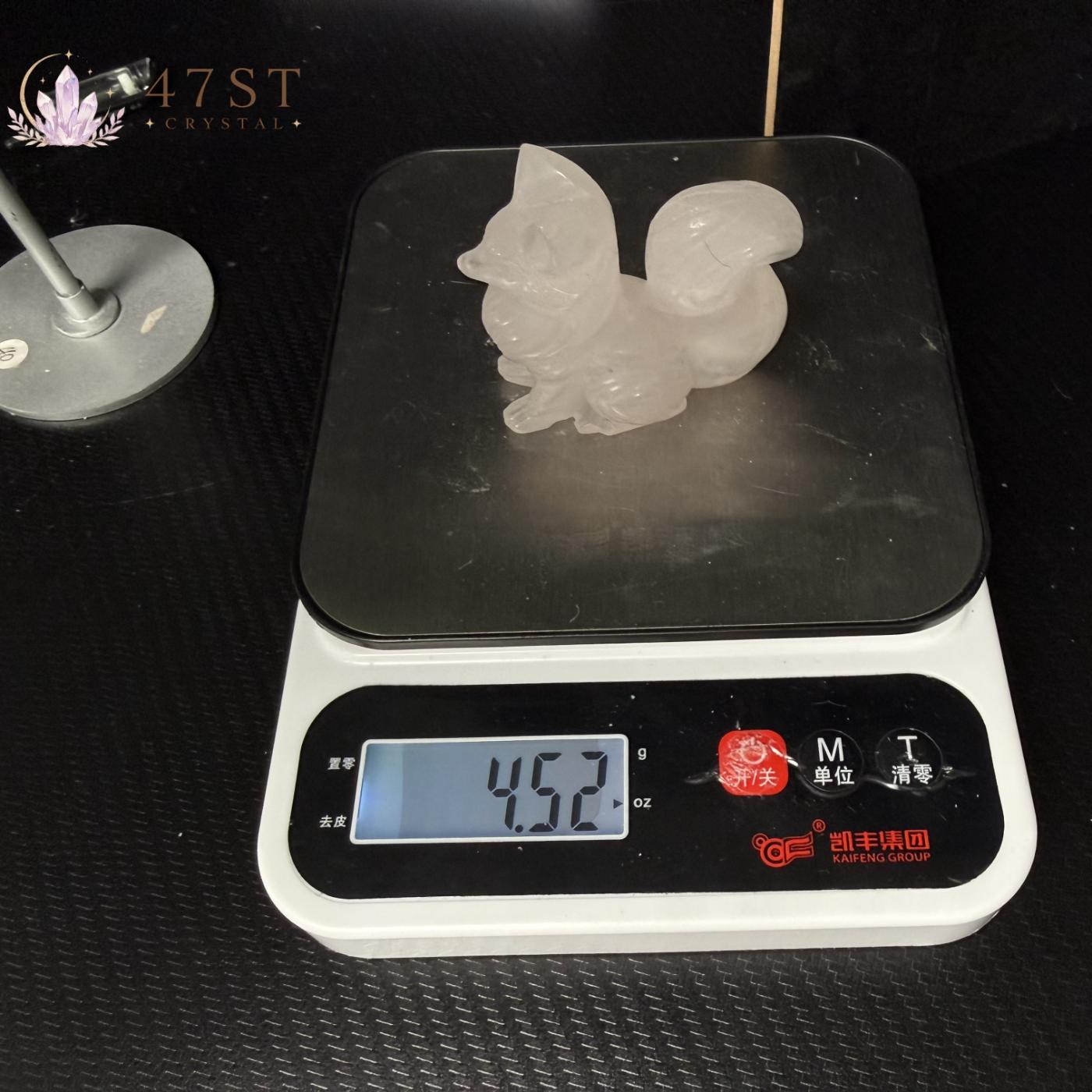 Rose Quartz Fox Carving