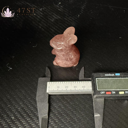 Strawberry Quartz Rabbit Carving