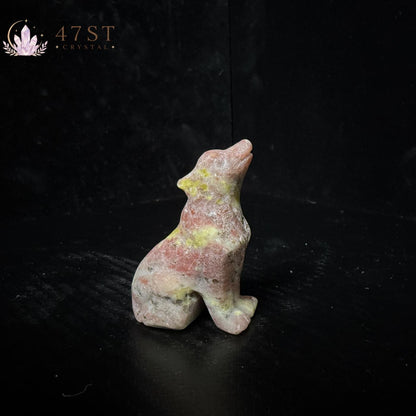 Plum Blossom Jasper Wolf Carving