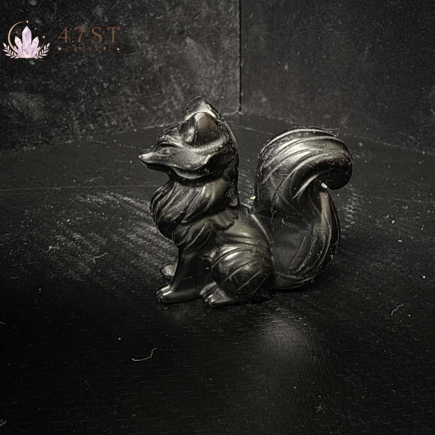Obsidian Fox Carving